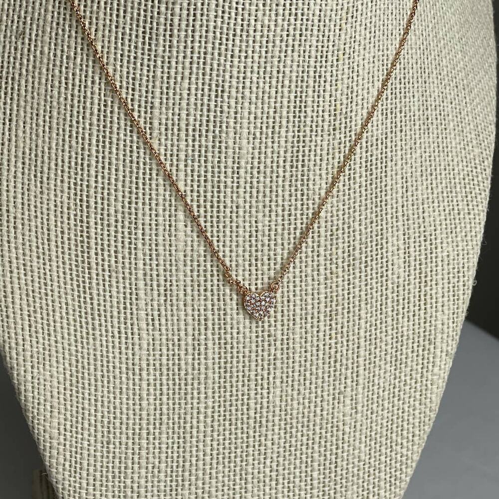 Kate Spade yours truly pave heart mini pendant Rose Gold Necklace - Picture 2 of 4
